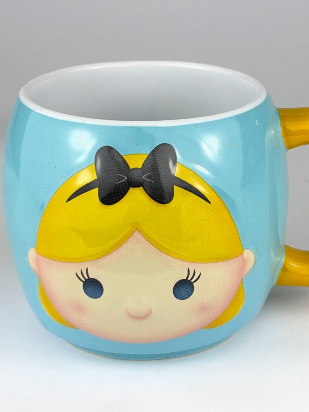 Disney Parks Tsum Tsum Alice in Wonderland Ceramic Coffee Mug Blue Yellow Handle